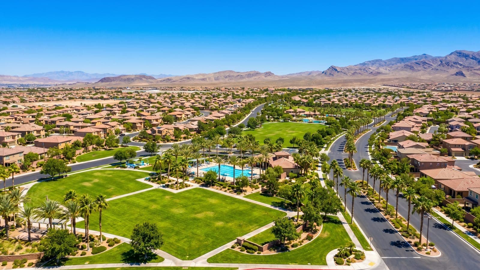 Active-adult 55+ community homes in Henderson, Nevada with resort amenities and mountain views