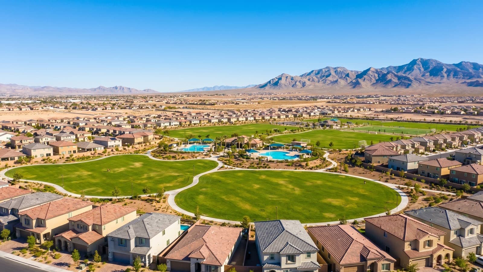 North Las Vegas, Nevada — new master-planned neighborhoods spreading toward the Sheep Range at the north edge of the valley